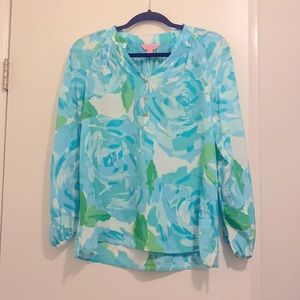 Lilly Pulitzer “First Impressions” Silk Elsa Top XS NWOT